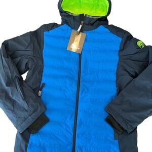 Gerry Boy’s Jacket Welded Black Blue Hood Size Large NWT